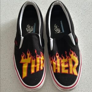 Vans Black Flame Slip-On Shoes